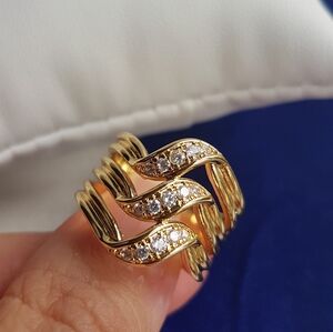 Swarovski Elements Gold Plated Wavy Ring NEW